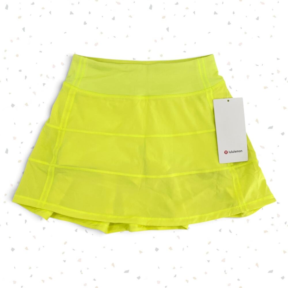 Lululemon Pace Rival Skirt Electric Lemon Yellow Bright Neon Pleats Skort Size 0